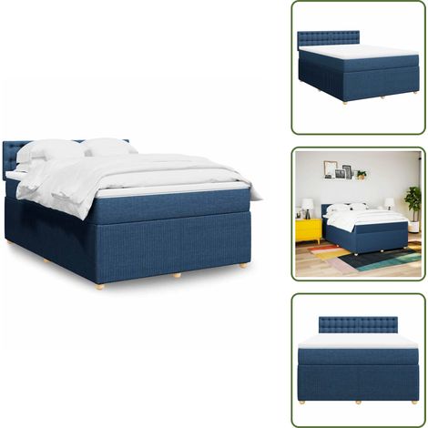 vidaXL Sommier à lattes de lit avec matelas Bleu 160x200 cm Tissu (1/5)