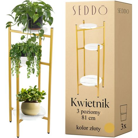 Soporte para flores de pie, soporte para flores de metal, flores, plantas, macetas, 3 estantes (1/5)