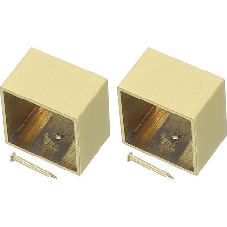 QUARKZMAN 2 Pcs Brass Furniture Foot Covers, 1.06 x 1.18 x 0.79 Inches Square Furniture Foot Cover Gold Table Foot Cover Floor Protectors for Chair, Table, Sofa, Bed (1/5)