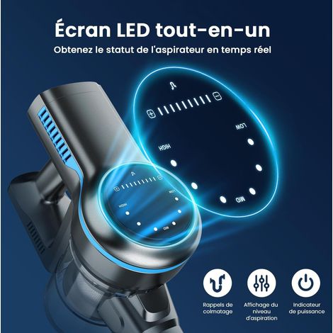 Aspirateur balai sans fil INSE S7P Bleu avec affichage LED et brosse rouleau souple (1/5)