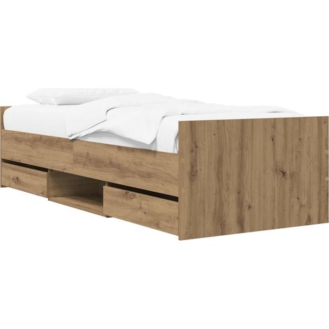 Bed Frame with Drawer with Storage Artisian Oak Engineered Wood vidaXL (1/5)