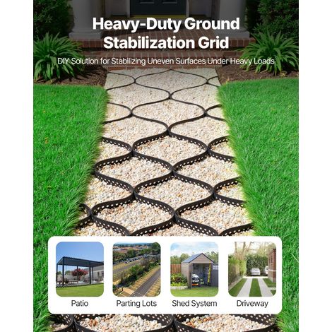 Stabilisateur de Gravier, 7,6x2,9 m, Grille de Stabilisation de Sol Géocellulaire, Profondeur 75 mm, Retenue de Gazon au Sol Stable, pour Allée, Patio, Jardin, Terrasse, Surfaces Planes, Pentes (1/5)