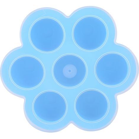 Moule à œufs en silicone à 7 cavités, réutilisable, avec couvercle, pour aliments pour bébé et congélation (bleu). (1/5)