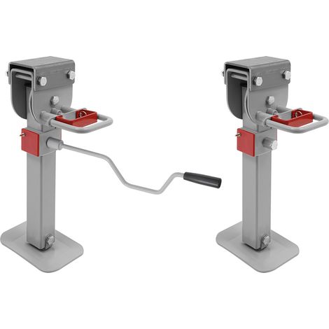 Cric manuel en deux parties, cric manuel robuste, capacité de charge 1 à 2 tonnes, hauteur réglable de 42 à 56 cm, cric pour camping-car et caravane, gris (1/5)