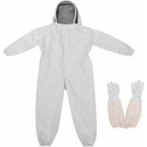 Professioneller Imkeranzug, Bienenschutzausrüstung mit langen Handschuhen und Schleierhaube für Imker - Weiß (XXL) (1/4)
