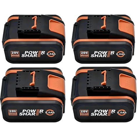Batterie, capacité 8000mAh, compatible avec les outils Worx, 20V 8.0Ah X 4 (1/2)