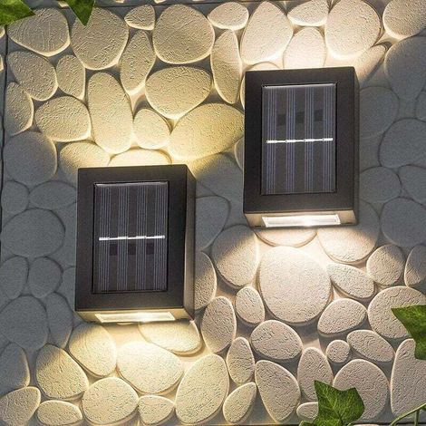Reno – Juego de 2 apliques solares de pared – Resistentes al agua y al polvo – LED blanco cálido – Paneles solares – 8,6 x 7,5 x 12 cm (1/5)