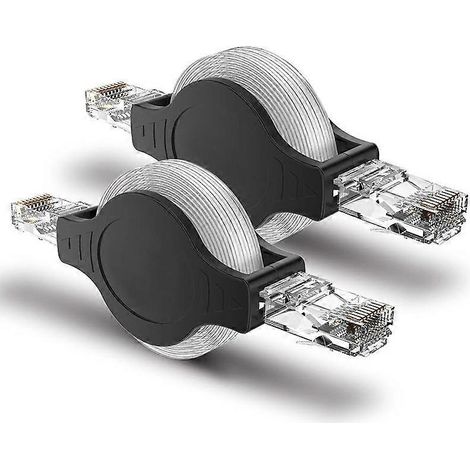 2 Stück tragbares RJ45 Cat 5 5E einziehbares Ethernet-LAN-Netzwerkkabel