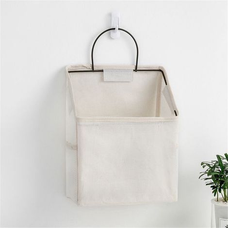 Sac De Rangement Suspendu - Tissu Coton Lin - Pour Placard Mur Salle De Bain Chambre - 22 X 9 5 X 38 Cm - Lot De 2 (1/2)