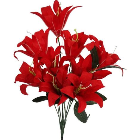 Ramo de 10 lirios artificiales rojos - altura 44 cm (1/3)