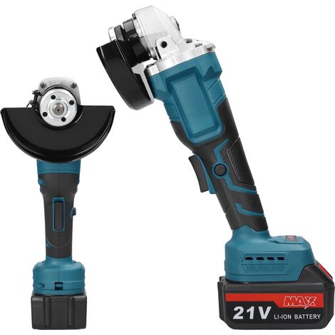 Meuleuse d’angle sans fil - 2 batteries de 1300 mAh, meuleuse d’angle sans balais de 125 mm, Meuleuse d'angle 21 V , ponceuse à lamelles pour la coupe et le ponçage (1/5)