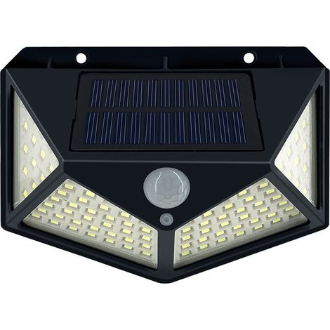Lampe solaire 100 LED à détecteur de mouvement, 3 modes d'éclairage étanche, pour jardin, parking – DELKEVIC