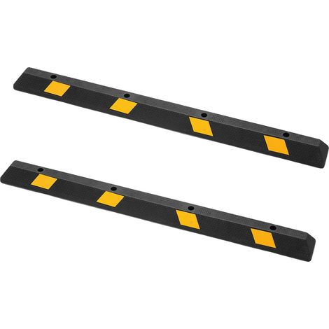 VEVOR Butée de Parking, 1840 mm, Caoutchouc, 2 Paquets, 72x6x4 pouces, Bandes Réfléchissantes (1/2)