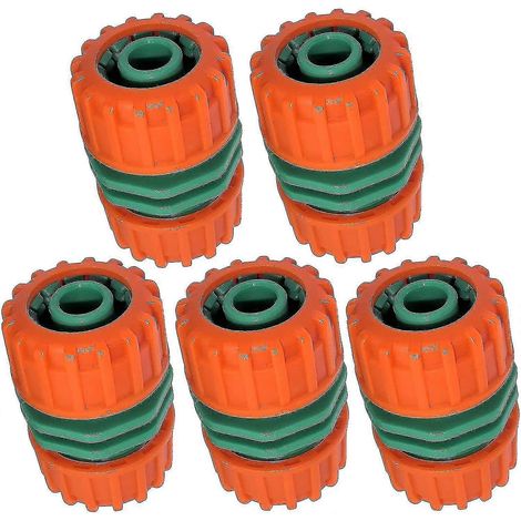 5er-Pack 12-mm-Reparaturadapter für 1/2-Zoll-Gartenschläuche – ABS-Kunststoff, Orange (1/4)