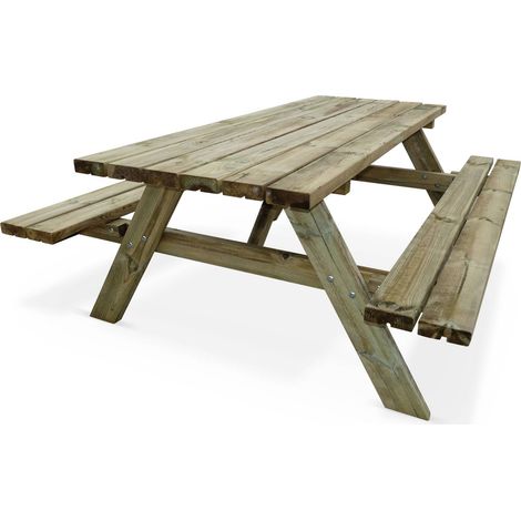 sweeek - Picknicktisch 180 cm Holz, 6 Personen - PANCHINA