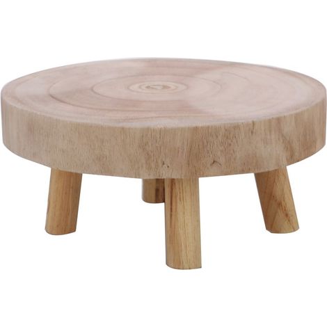 Tabouret Plante Bois Socle Vintage Gris Rond 17cm Haut 6cm Légèrement Patiné Pour Pots Plantes Décoration Indoor Outdoor (1/5)
