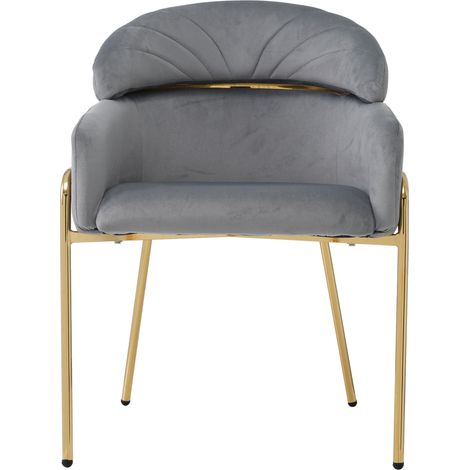 Lot de 2 chaises de salle à manger gris en velours avec pieds métalliques (1/5)