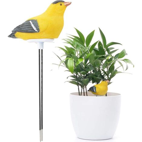 Juego de 1 medidor de humedad del suelo con alarma de riego para plantas y aves, higrómetro, sensor de humedad, kit de herramientas de jardinería (amarillo) (1/5)