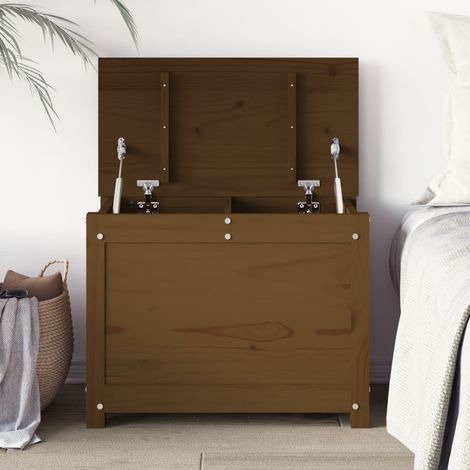 Boîte de rangement, Coffre de rangement Marron miel 60x32x45,5 cm Bois massif de pin LKF58631 (1/5)