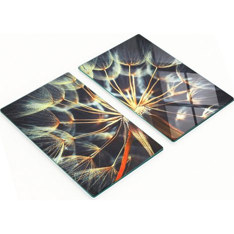 Planches décoratives multifonctions en verre pour la cuisine, motif pissenlit, 2 x 30 x 52 cm (1/5)