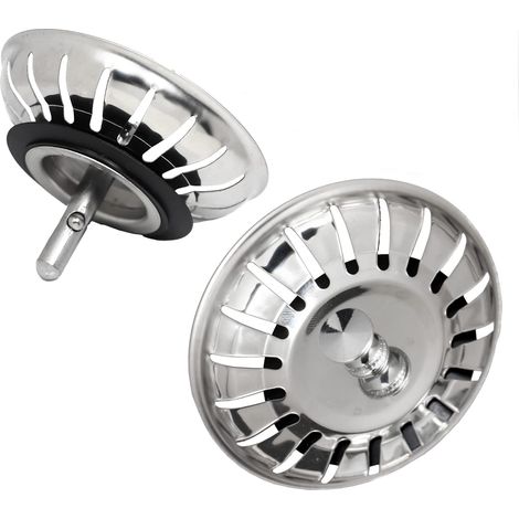 Set di 2 tappi per lavello da cucina da 78 mm – Realizzati in acciaio inox 304 - Anti-filtro, filtro per lavello, migliorano il drenaggio e prevengono le ostruzioni, non si intasano e non traboccano.