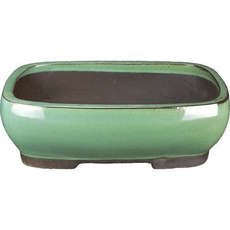 Vaso per bonsai rettangolare in gres smaltato verde 35x24x11 cm - 2842a (1/2)