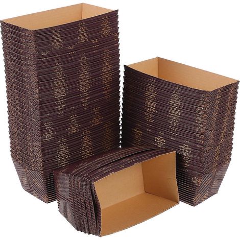Lot de 50 moules à pain en papier ondulé antiadhésif, plaque de cuisson résistante à la chaleur, adaptée au pain et aux gâteaux, rectangulaire, passe au four. (1/5)
