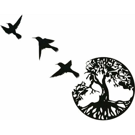 - Décoration Murale en Métal Arbre de Vie avec Oiseaux Déco Noir - 28CM / 11.02in Décoration Murale Arbre de Vie Décoration Murale Moderne Décoration Murale Arbre en Métal Signe Mural
