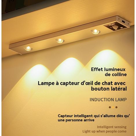 lampe led a detection de mouvement sans fil aimantee rechargeable lampe lineaire 40 cm noir mat lentille oeil de chat trois couleurs gradable interrupteur a code (1/4)