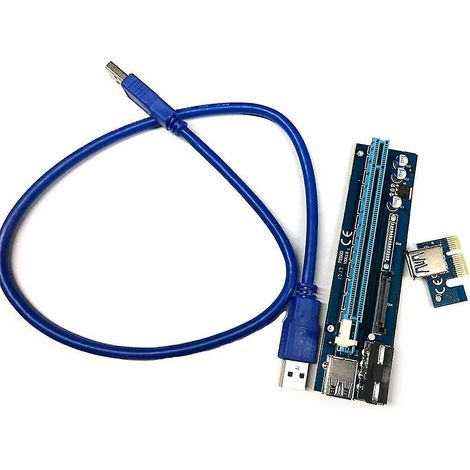 Carte d'extension PCI-e USB 3.0 Ver006c 4 broches SATA double interface 16x vers 1x alimentée pour Bitcoin, Litecoin et Ethas. (1/4)