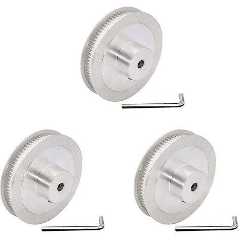 3er-Set GT2 80T Riemenscheibe mit 5 mm Bohrung, Synchronrad 2GT Zahnriemenscheibe mit 80 Zähnen für Voron 2.4 3D-Drucker, 6 mm Riemenbreite