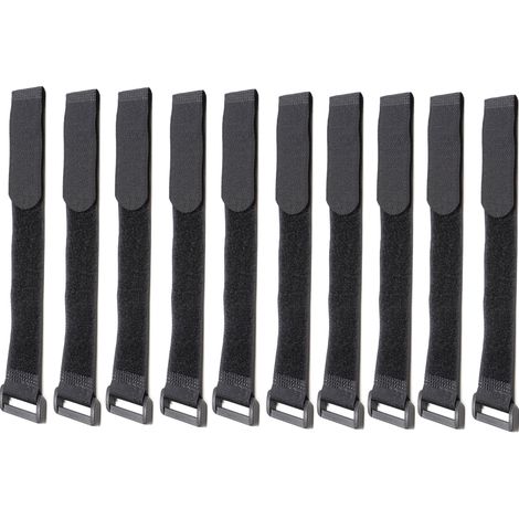 Serre-câbles avec Bande auto-agrippante Noir pack de 10 (1/5)