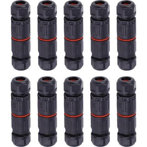 10 Pièces Câble de Fil électrique Prise Extérieure Connecteur 3 Broches IP68 étanche (1/5)