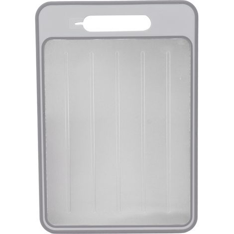 Planche à découper double face avec plaque de décongélation et d'affûtage rapide et aiguiseur de couteaux intégré pour la cuisine, grise (1/5)