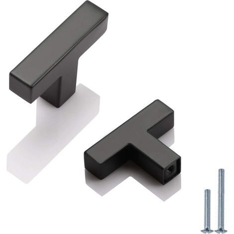 Set mit 2 schwarzen Edelstahl-Möbelgriffen, 12 x 12 x 50 mm (1/5)