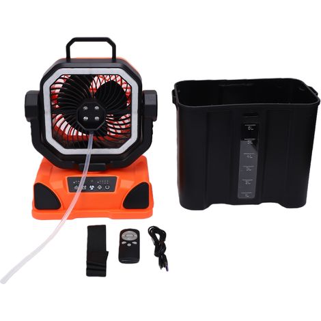 Ventilateur de camping rechargeable 20000mAh – Avec seau 6L, LED et télécommande pour extérieur (1/5)