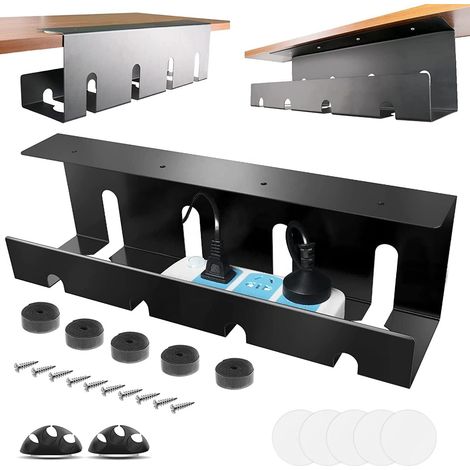 Organisateur de câbles pour bureau 2 pièces, gaine de rangement pour fils électriques, support câble 40×10×11 cm noir (1/5)