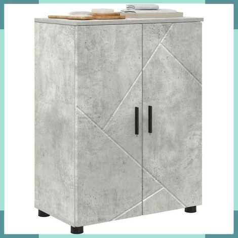 Meuble de salle de bain - 883307 - Gris béton - 60 x 35 x 80 cm - Bois d'ingénierie & métal (1/5)