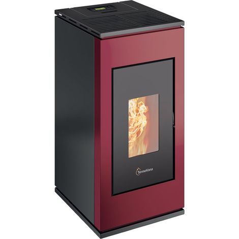 Poêle à pellet étanche Termovana SOFIA 9.0 Rouge/Chrome (1/4)
