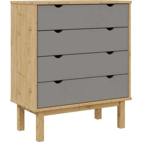 Maison Exclusive - Cassettiera OTTA Marrone e Grigio 76,5x39,5x90 cm Legno di Pino (1/5)