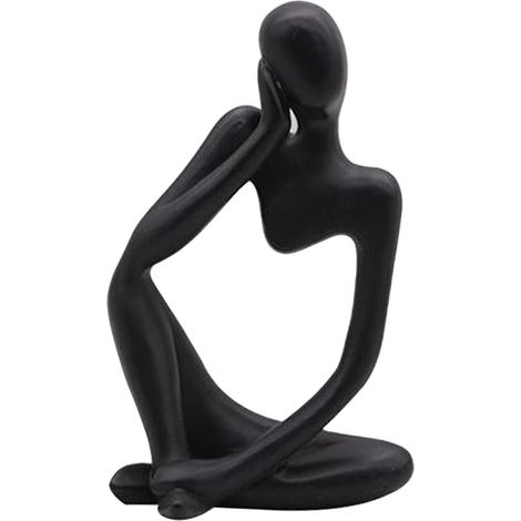 Die Denker-Statue, Kunstharz-Denker-Skulptur, abstrakte Statue, moderne Charakterfiguren, Heimdekoration, Büro, Schreibtisch, Ornament, Geburtstagsgeschenke, Schwarz links