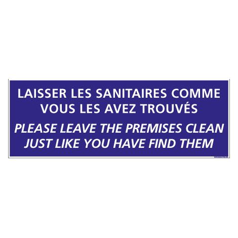Panneau de Signalisation Camping SANITAIRES (H0227) Français-Anglais - Adhésif - 210 x 75 mm