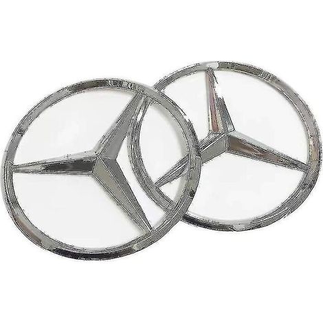 Lot de 2 logos arrière Mercedes-Benz 9 cm – Autocollants en plastique ABS argent – Logo 90 mm pour coffre – Personnalisation élégante