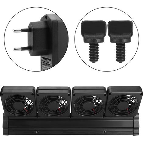 Mini ventilador de refrigeración ajustable de cuatro cabezales para acuario o pecera (100-240 V) Norma europea