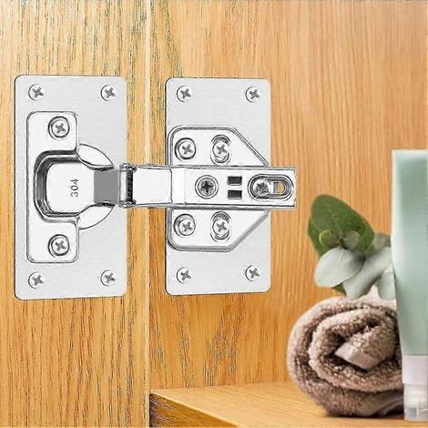 Kit de réparation de charnières (lot de 12) - Plaque de réparation et de fixation pour charnières de portes de placards et armoires de cuisine (EM) (1/5)