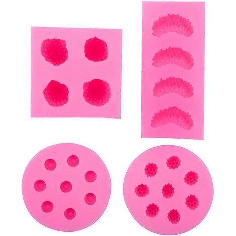 Moule à fruits en silicone (lot de 4), forme de fruits, mini ananas, fraise, orange, myrtille, fruits mûrs. (1/5)