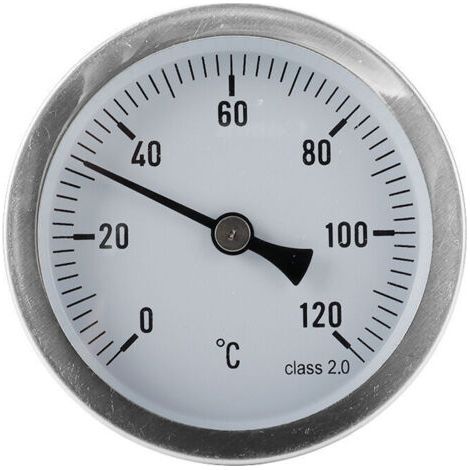 Bimetall-Nadelthermometer Für Heizungsanlagen und Kessel 120 Grad Typ 1/2'' Anschluss hinten Verchromtes Stahlblech (1/5)