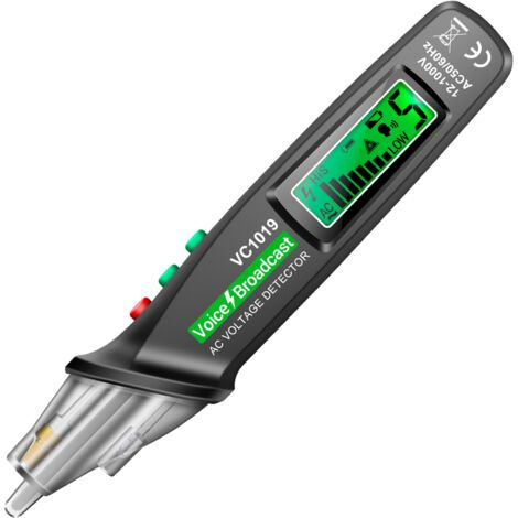 ANENG VC1019 Stylo de test numérique LCD Testeur de diffusion vocale sans contact Sensibilité réglable avec indicateur laser Alarme sonore/lumière Lampe de poche