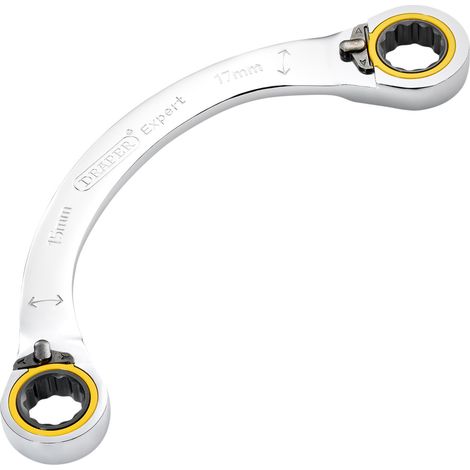 Draper 03936 Draper Expert HI-TORQ Double Ring Ratchet Half Moon Spanner, 15 x 17mm