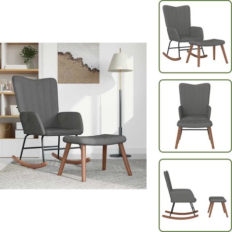 Silla de sala - vidaXL Silla mecedora con reposapiés terciopelo gris oscuro - Silla con respaldo